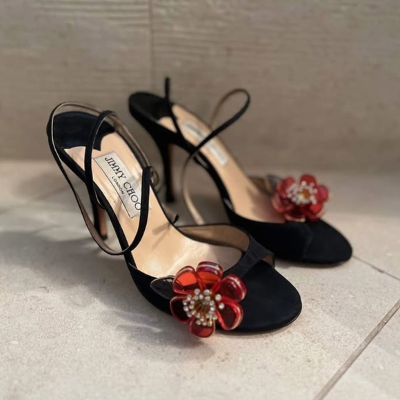 Jimmy Choo Shoes - Y2K Jimmy Choo Suede Flower